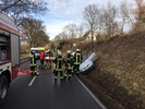 Golf im Graben und Beifahrerin eingeklemmt
